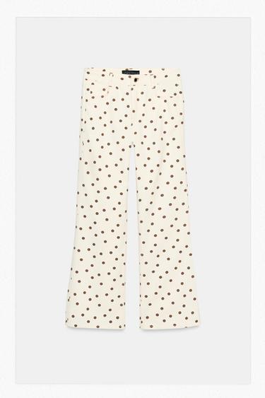 Z1975 MID-WAIST MINI FLARE JEANS WITH DOTS - Oyster-white by Zara