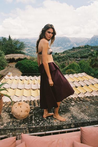 VOLUMINOUS MIDI SKIRT - Burgundy by Zara - Image 7