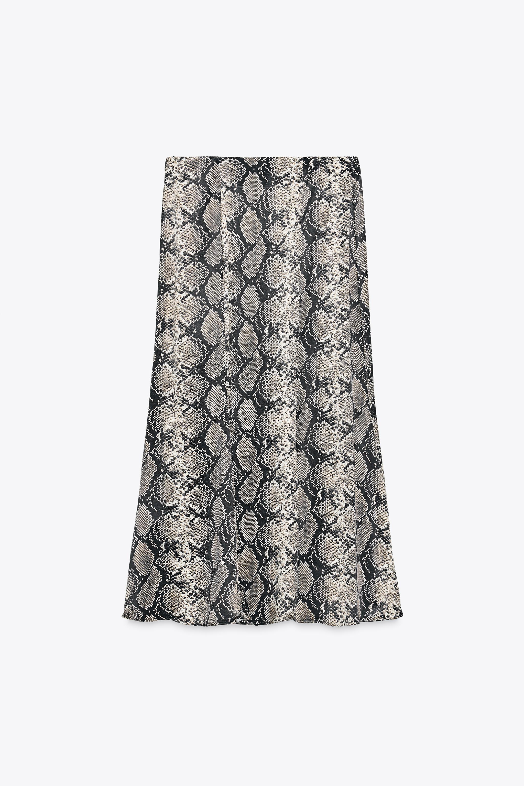 ANIMAL PRINT SATIN MIDI SKIRT Snake ZARA United States