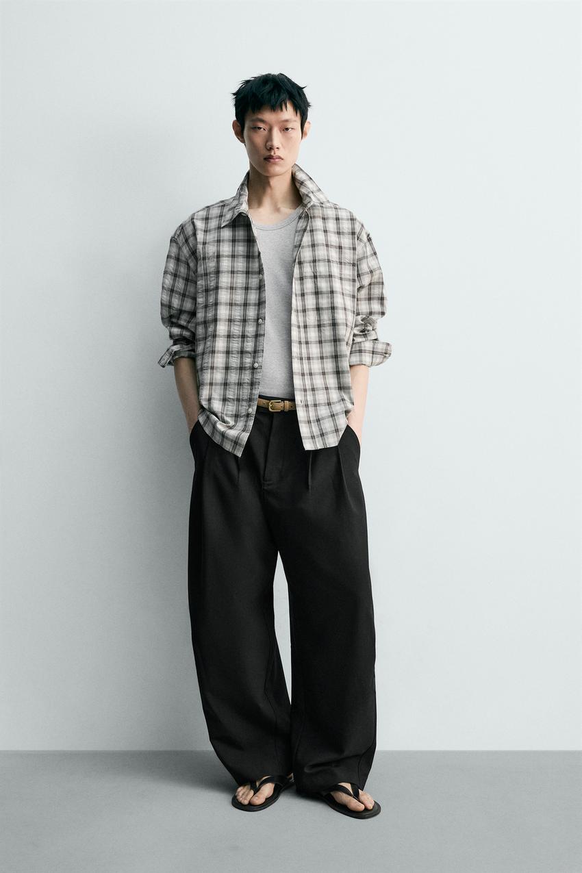 テクスチャーチェックシャツ - ホワイト/ブラック | ZARA Japan / 日本