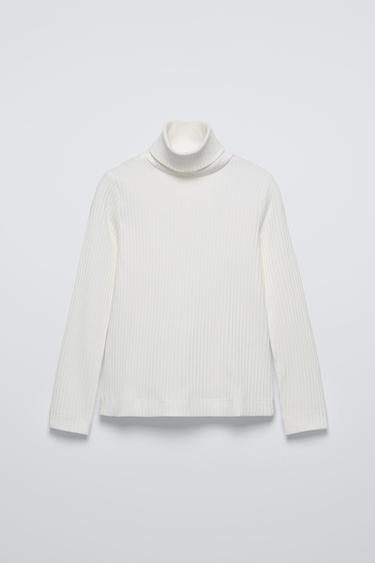 Zara RIB TURTLENECK SWEATER - White