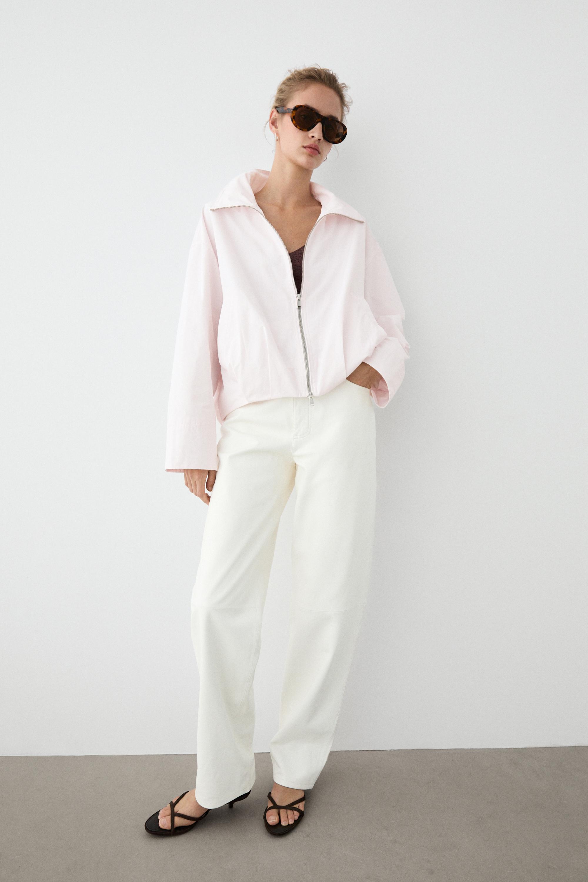 High-neck bomber jacket — Pale pink