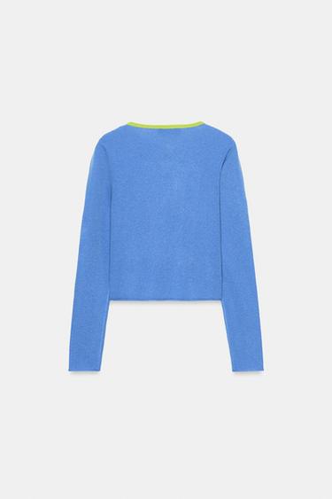 크로스 니트 재킷 - Zara 블루