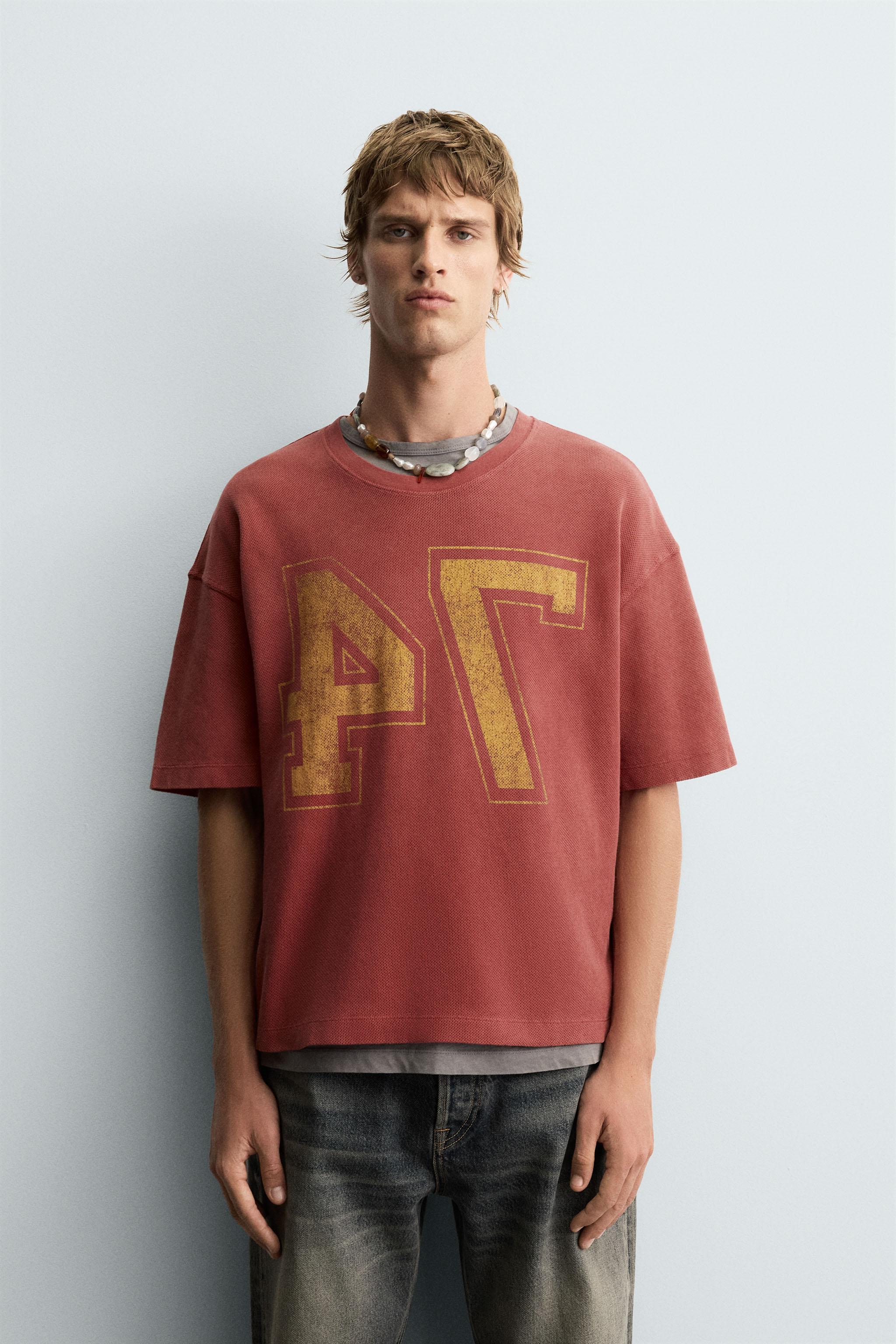 VARSITY OPEN WEAVE T-SHIRT - Red | ZARA United States
