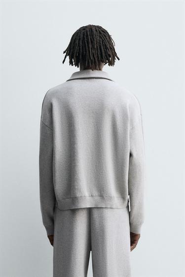 KNIT QUARTER-ZIP POLO SHIRT - Grey marl by Zara - Image 2