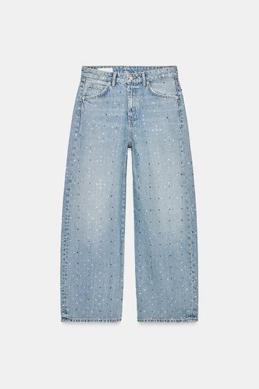JEANS TRF BAGGY BRILLOS TIRO MEDIO - Azul claro de Zara
