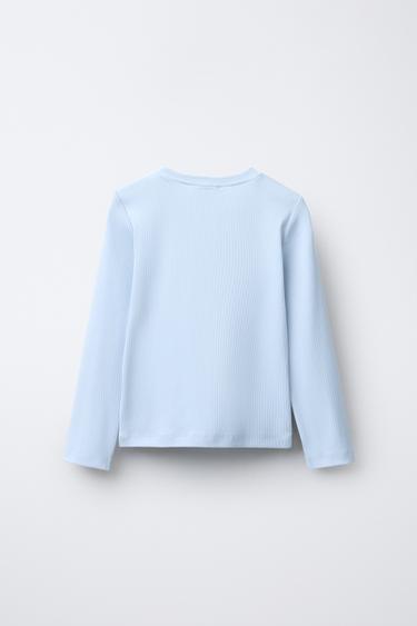 PLAIN RIBBED T-SHIRT - Blue by Zara - Image 1