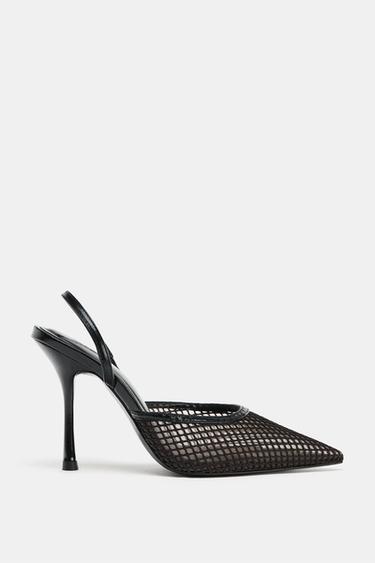 MESH HIGH-HEEL SLINGBACK SHOES - Black by Zara