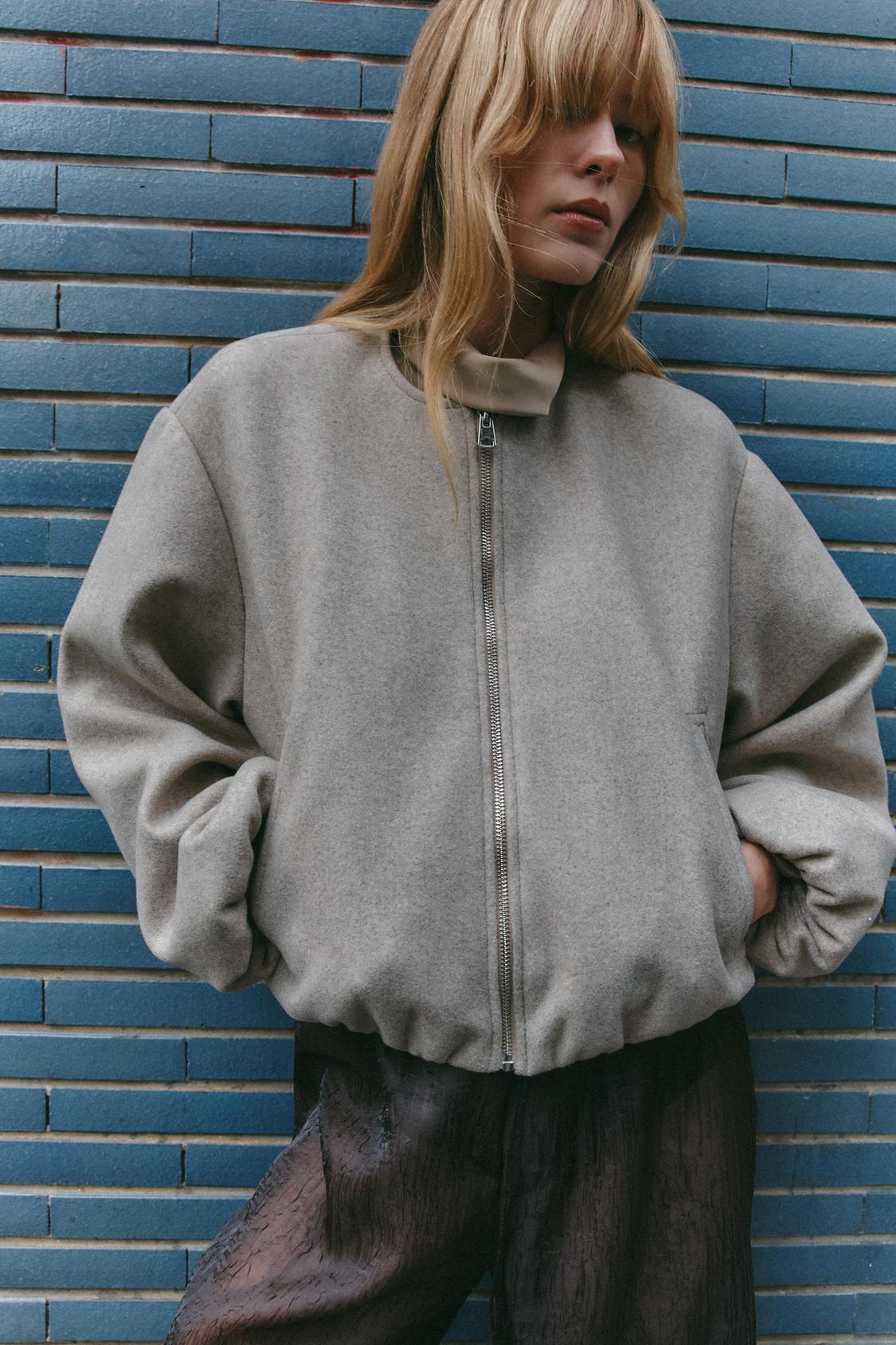 SOFT BOMBER JACKET WITH ELASTIC TRIMS