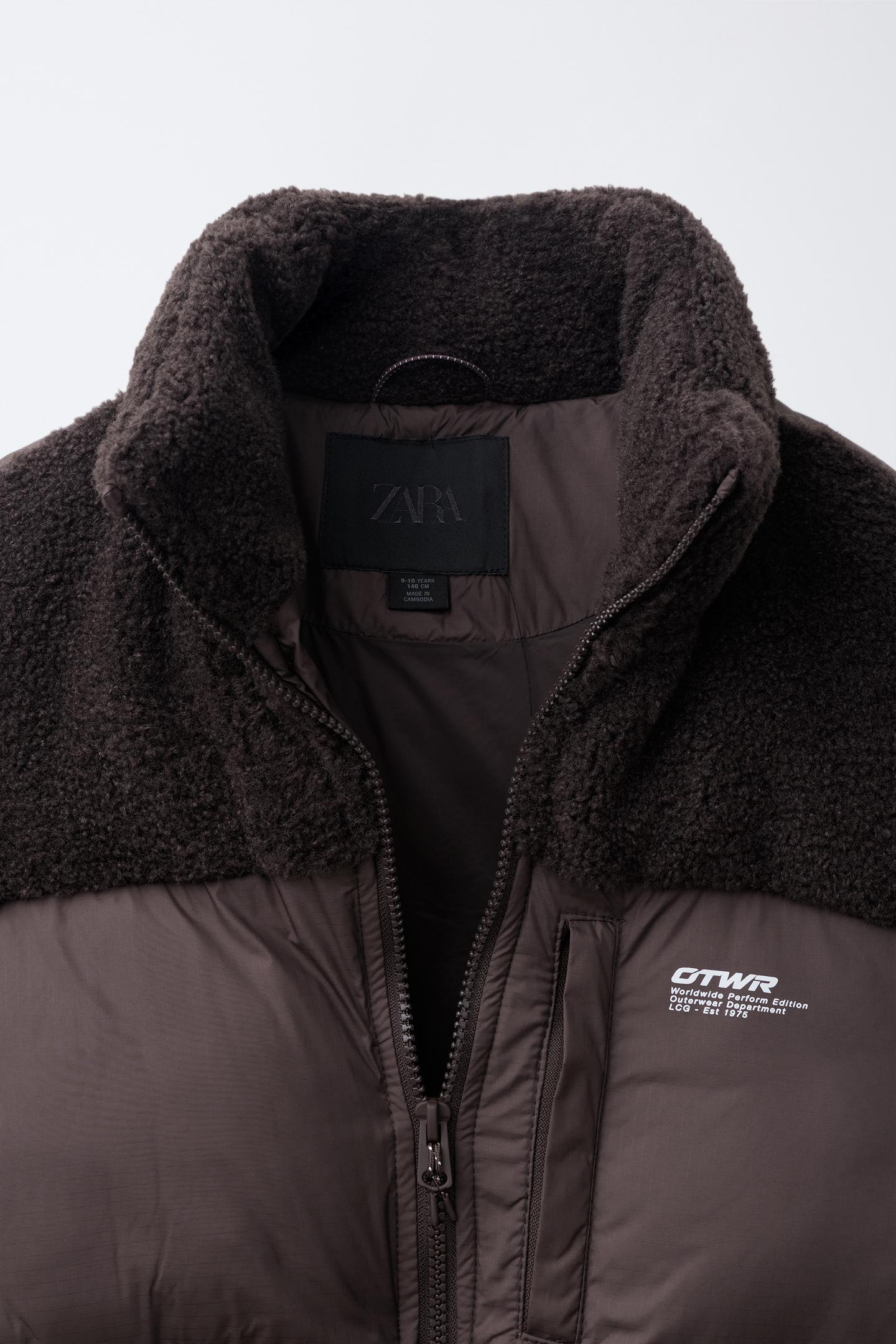 Детская куртка Zara Combined Quilted Shearling, цвет: Коричневый — фото 7