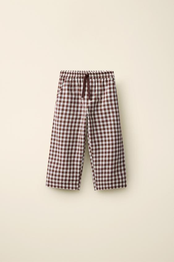 Zara GINGHAM PLAID PANTS CREATED BY CARAMEL LONDON X ZARA - Chocolate - Image 0