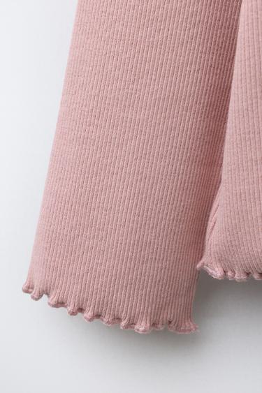 RIBBED T-SHIRT WITH EMBROIDERED DETAIL - Light pink by Zara - Image 3