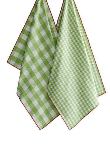 PACK OF CHECK TEA TOWELS (PACK OF 2) - Green by Zara