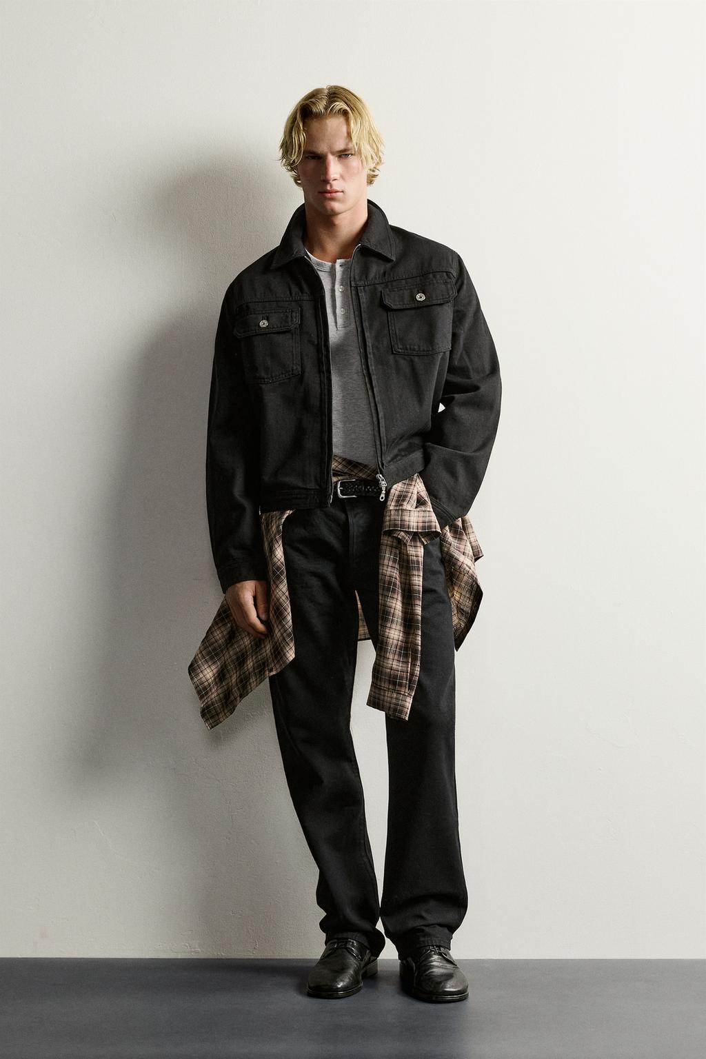 DENIM JACKET WITH ZIP AND TAB