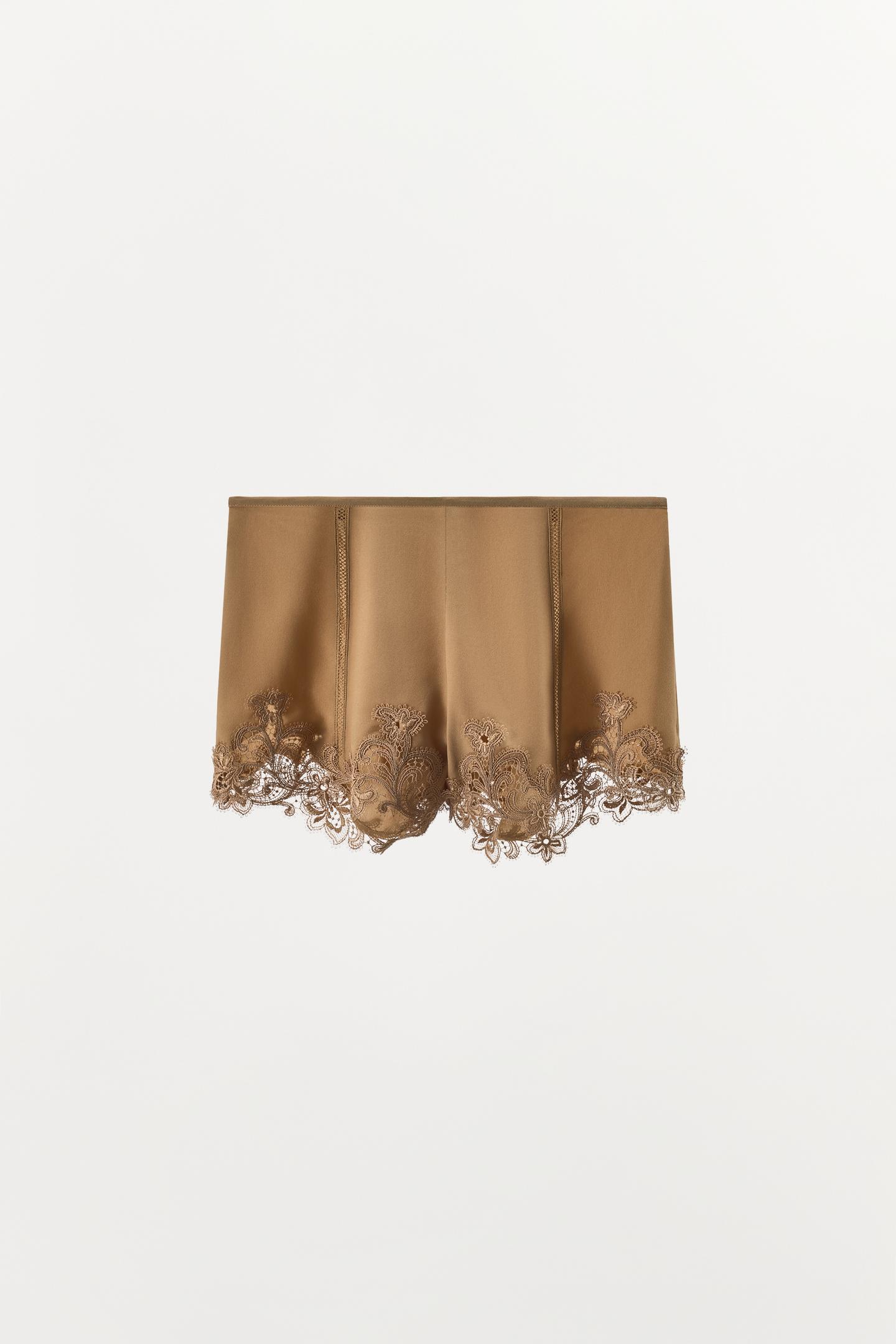 Женские шорты Zara Lace Georgette, цвет: Светлый коричневый — фото 3