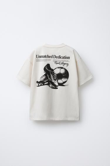 FOOTBALL PRINT T-SHIRT - Ecru by Zara - Image 1