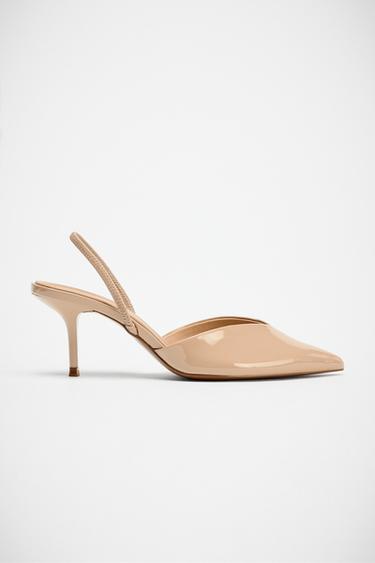PATENT-EFFECT SLINGBACK SHOES - Beige by Zara