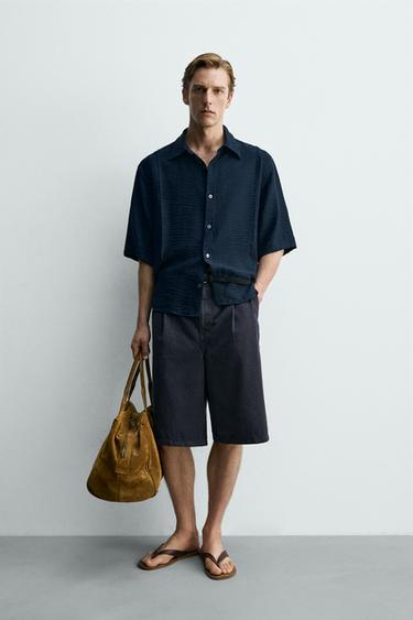 FLOWING TEXTURED SHIRT - Blue by Zara