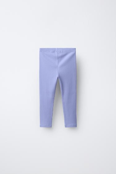 RIBBED LEGGINGS WITH DRAWSTRING - Pastel blue by Zara - Image 1