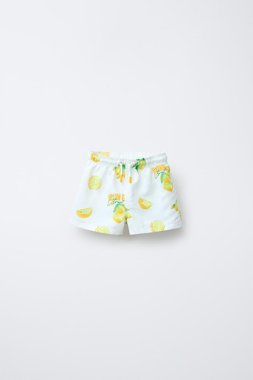 2-6 YEARS/ REGULAR LEMON PRINT SWIM SHORTS
