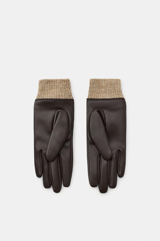 GANTS COURTS COMBINÉS MATIÈRE SYNTHÉTIQUE - Marron de Zara - Image 4