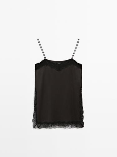 Top lencero detalle aberturas - Marrón de Zara