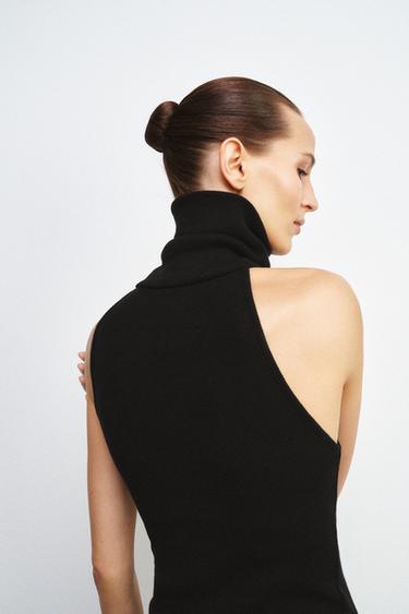 TOP COL MONTANT SANS MANCHES - Noir de Zara - Image 3