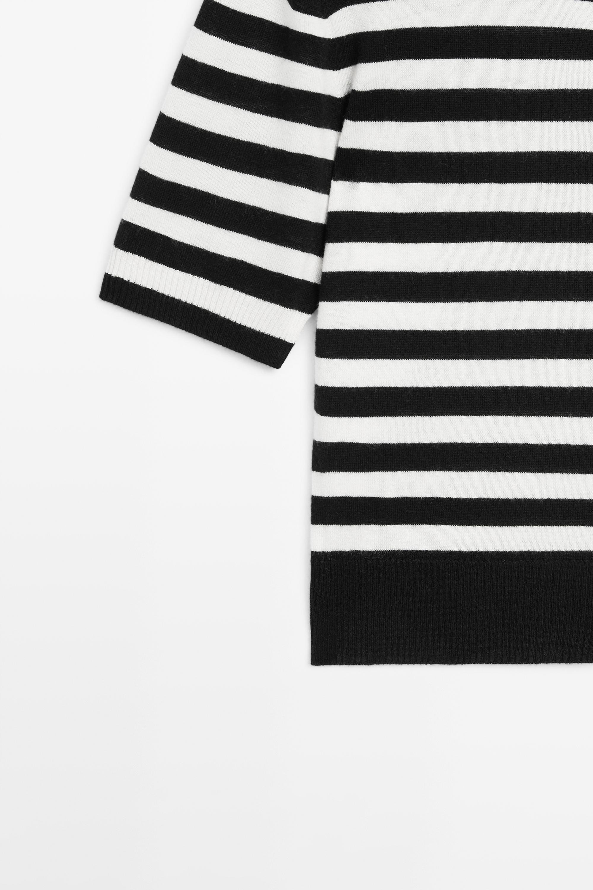 Striped short sleeve knit cardigan