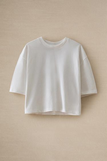 SHORT SLEEVE COTTON T-SHIRT - White by Zara - Image 4