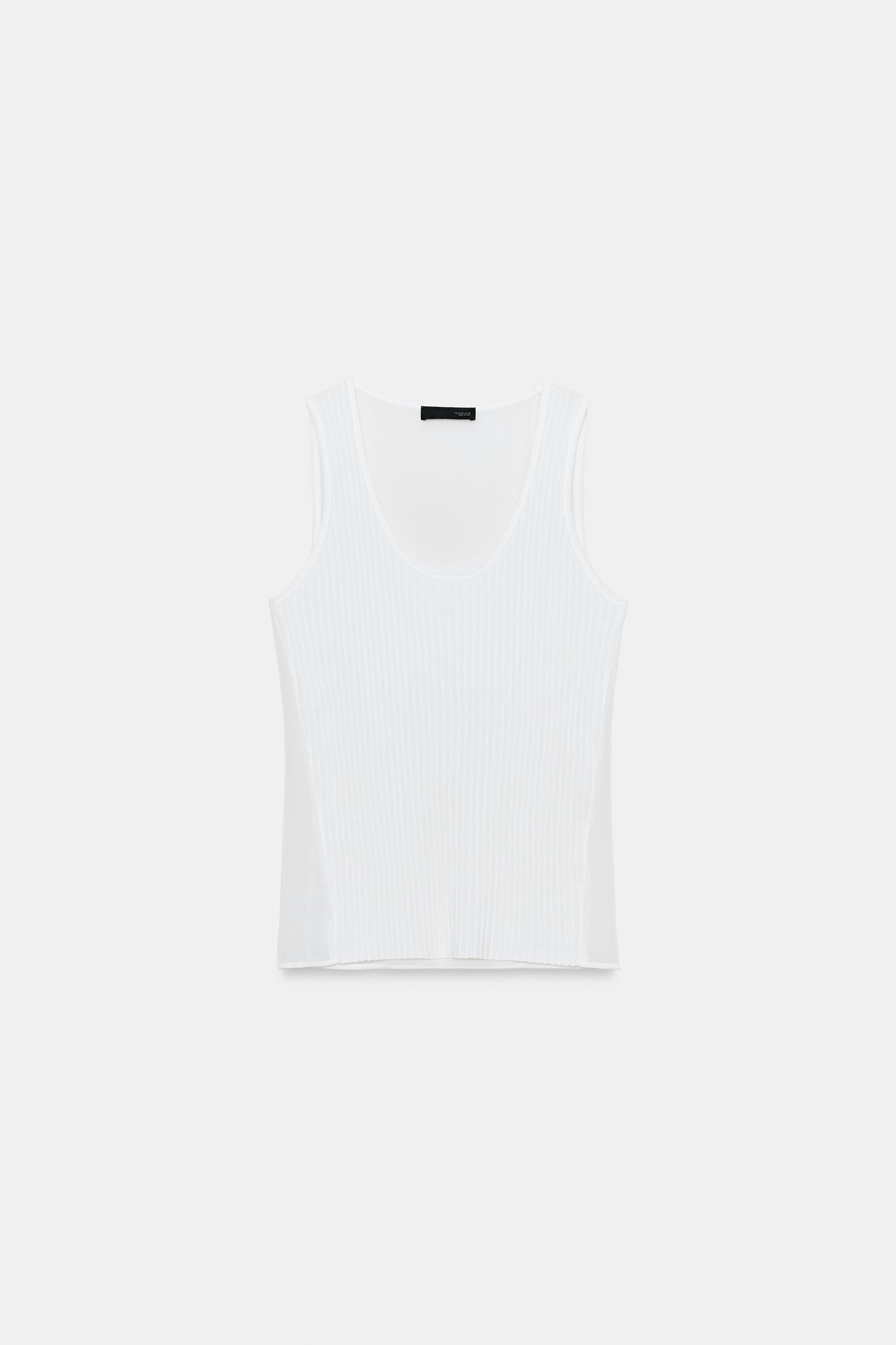 SEMI-SHEER COMBINATION KNIT TOP