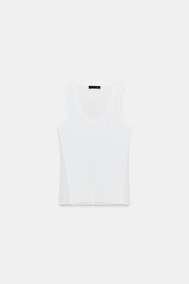 SEMI-SHEER KNIT TOP - White by Zara - Image 4