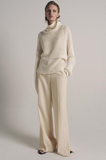 CROPPED HIGH-NECK JUMPER - Light ecru by Zara