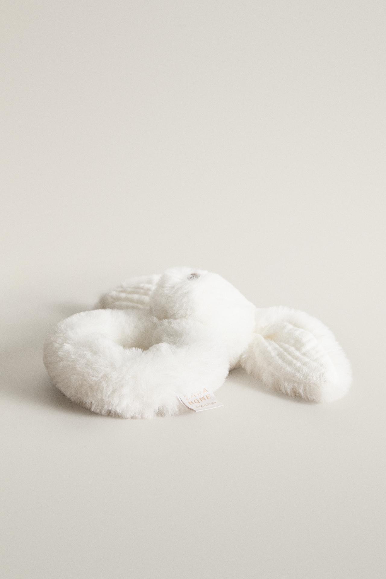 RABBIT BABY RATTLE PLUSH TOY — White
