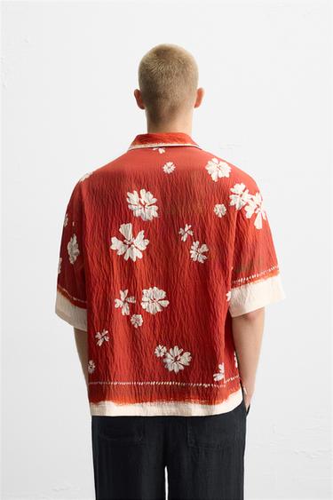 CHEMISE À IMPRIMÉ FLORAL - Écru / Rouge de Zara - Image 2