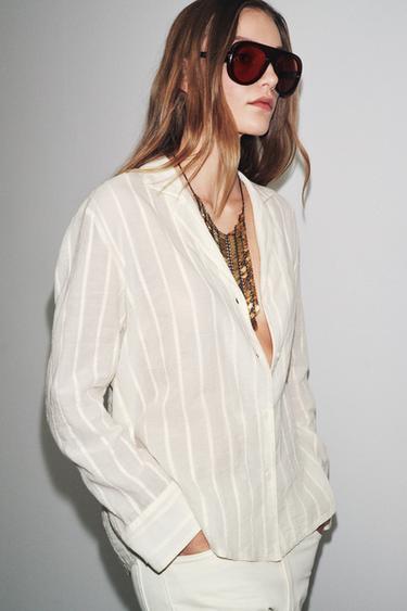 CHEMISE À RAYURES ZW COLLECTION - Écru de Zara - Image 5