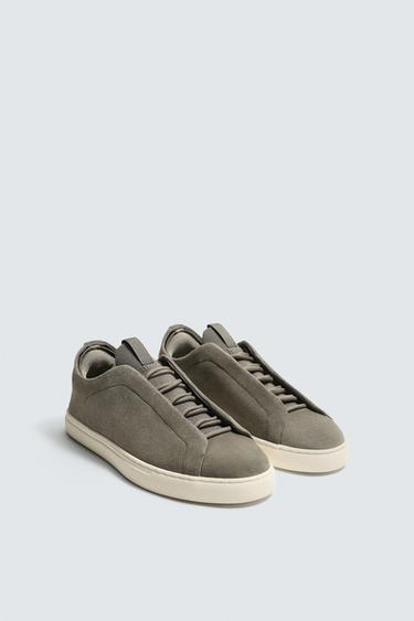 ZAPATILLA PIEL - Gris Topo de Zara