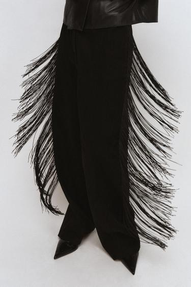 FRINGED TROUSERS ZW COLLECTION LIMITED EDITION - Black by Zara