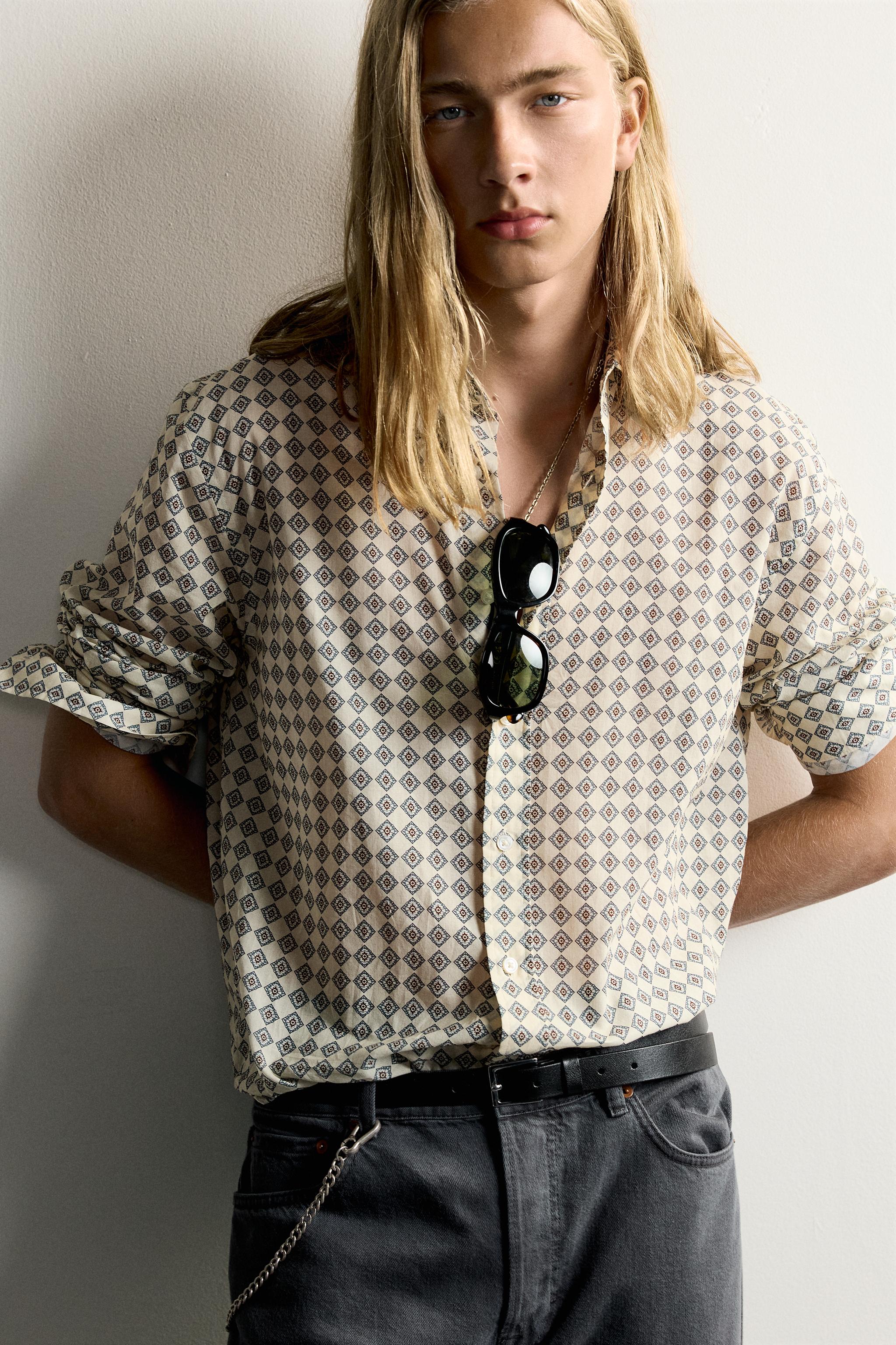 GEOMETRIC PRINT RELAXED FIT SHIRT