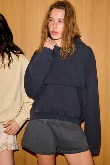FADED-EFFECT HOODIE - Blue by Zara