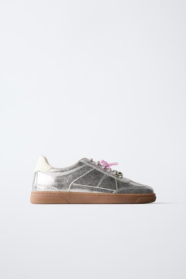 Zara METALLIC SNEAKERS WITH CHARMS - Silver - Image 0