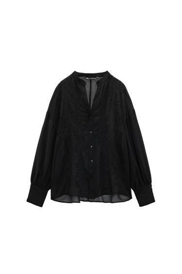 SEMI-SHEER EMBROIDERED SHIRT