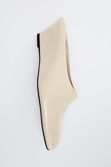 Zara LIMITED EDITION LEATHER WEDGE MULES - Off White