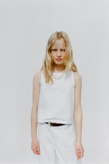 Zara SLEEVELESS ZIP-UP TOP - White