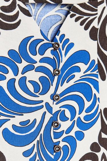 PRINTED MIDI DRESS - Ecru / Blue by Zara - Image 5