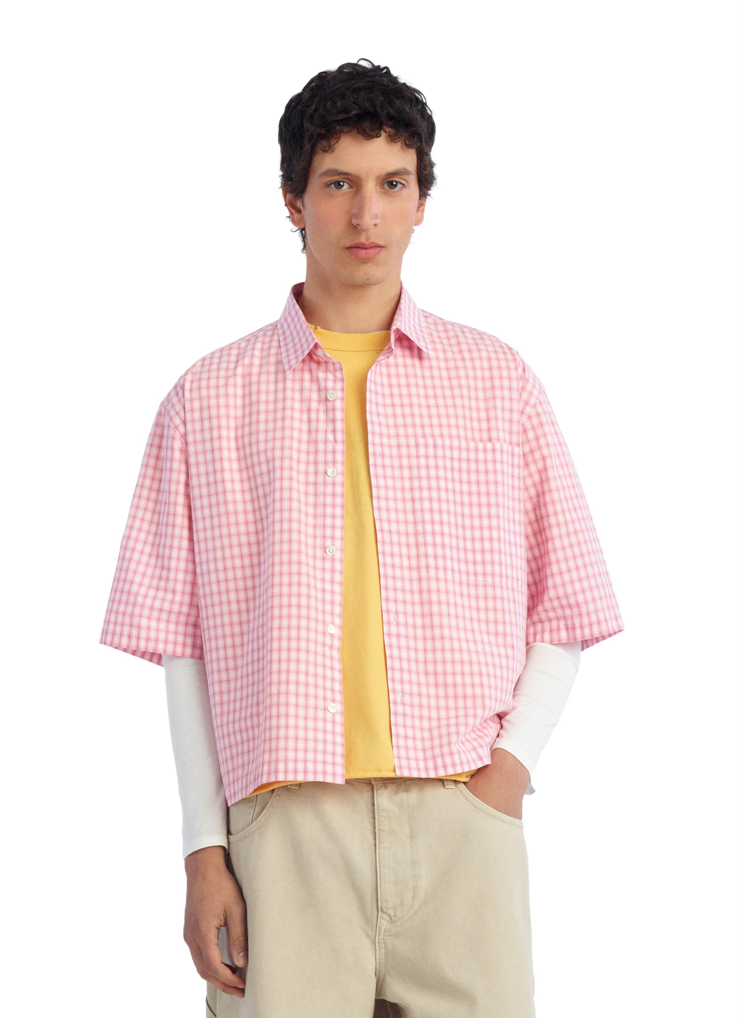 PLAID BOXY FIT SHIRT — Pink / White