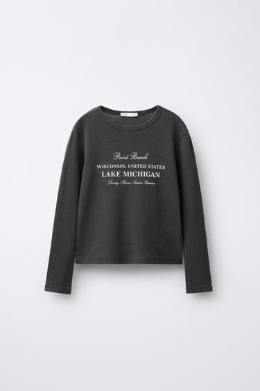 AGES 6-14 / TEXT AND FLORAL PYJAMAS - Anthracite grey by Zara - Image 1