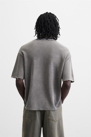 WASHED PRINT KNIT T-SHIRT - Anthracite Grey by Zara - Image 2