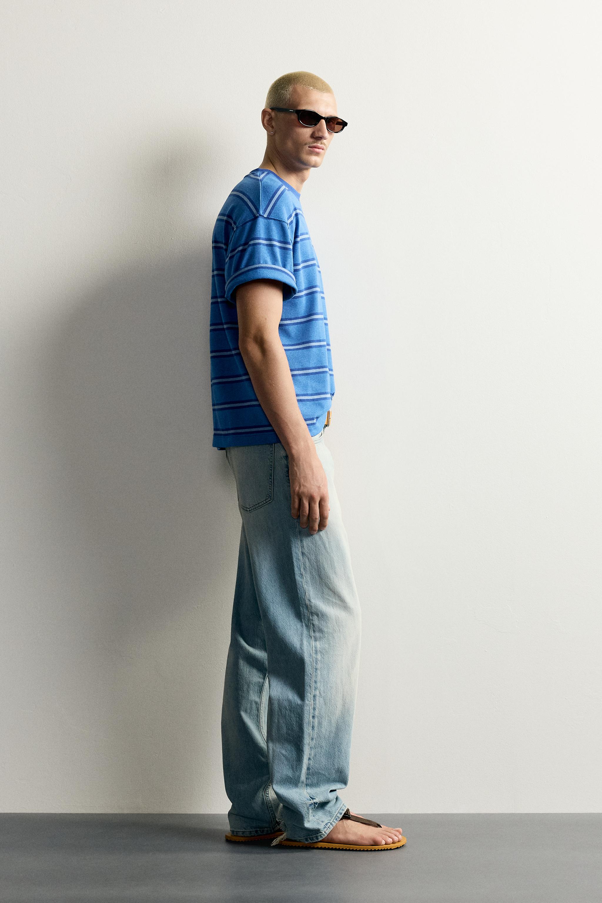 Мужские футболки Zara STRIPED JACQUARD EMBROIDERED T-SHIRT — фото 4