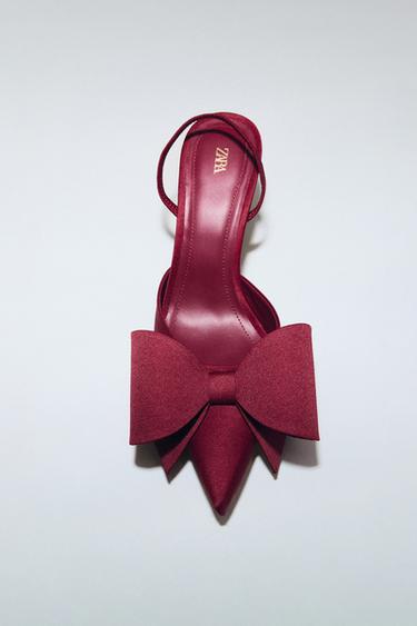SLINGBACK SHOES WITH BOW - Burgundy Red by Zara