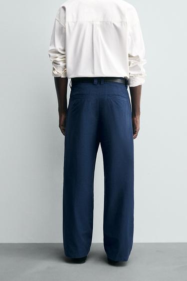 RELAXED FIT PLEATED TROUSERS - Blue / Indigo by Zara - Image 2